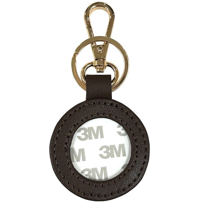 Leather Self-Finishing Round Key Fob - Brown Leather Goods Planet Earth Leather