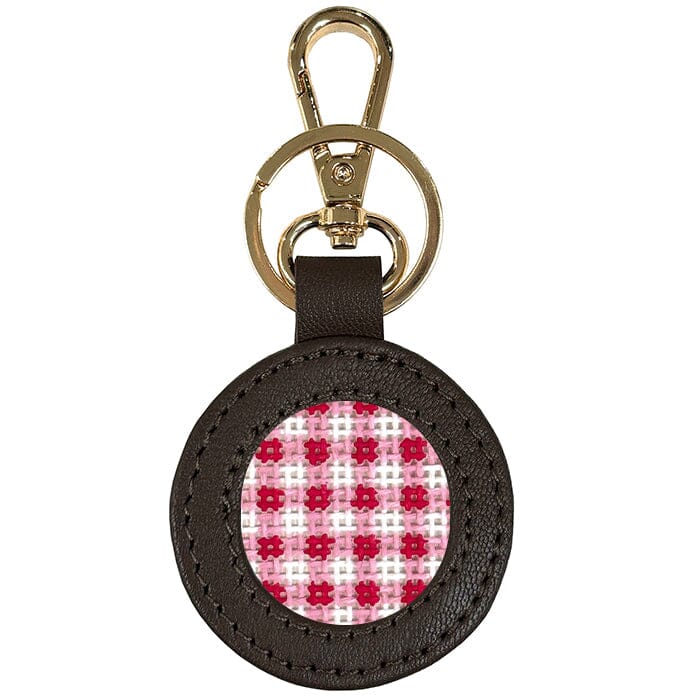 Leather Self-Finishing Round Key Fob - Brown Leather Goods Planet Earth Leather