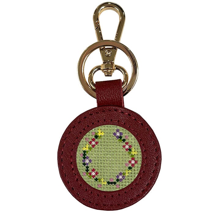 Leather Self-Finishing Round Key Fob - Cranberry Leather Goods Planet Earth Leather