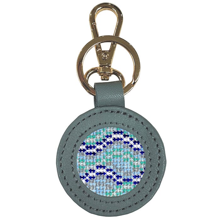 Leather Self-Finishing Round Key Fob - Gray Leather Goods Planet Earth Leather