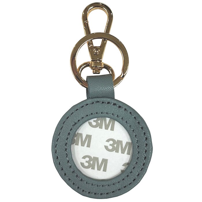 Leather Self-Finishing Round Key Fob - Gray Leather Goods Planet Earth Leather