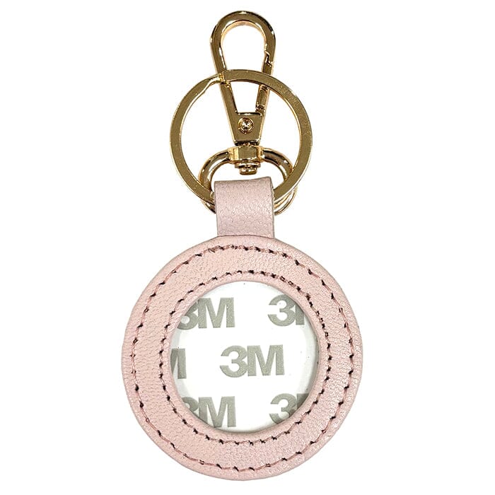 Leather Self-Finishing Round Key Fob - Light Pink Leather Goods Planet Earth Leather