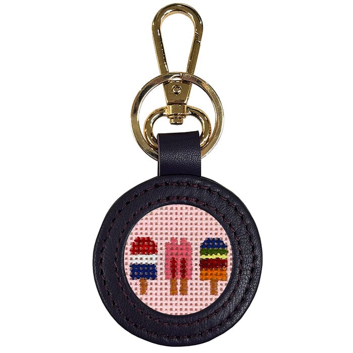 Leather Self-Finishing Round Key Fob - Medium Purple Leather Goods Planet Earth Leather
