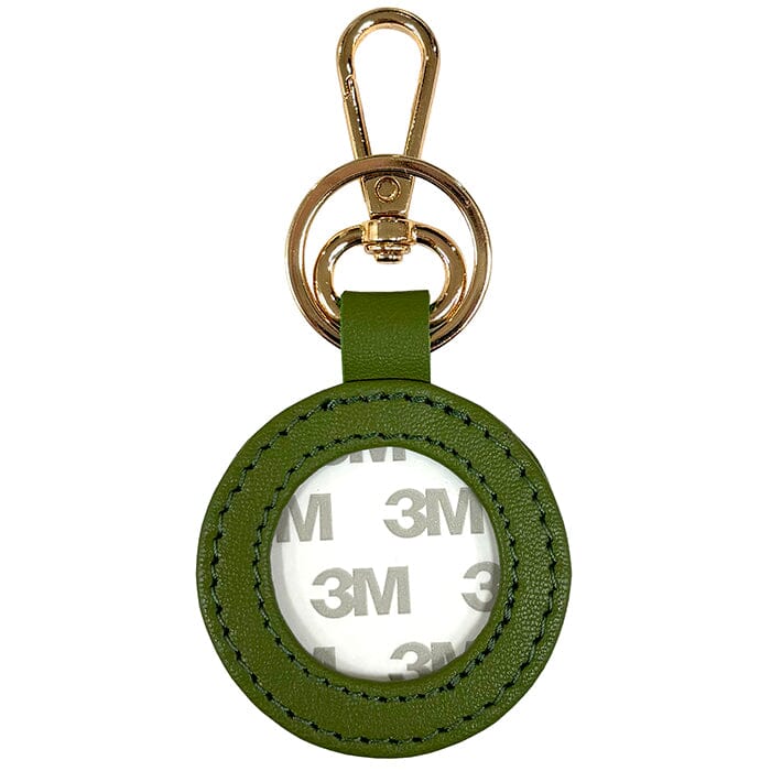 Leather Self-Finishing Round Key Fob - Olive Leather Goods Planet Earth Leather