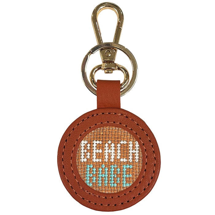 Leather Self-Finishing Round Key Fob - Orange Leather Goods Planet Earth Leather