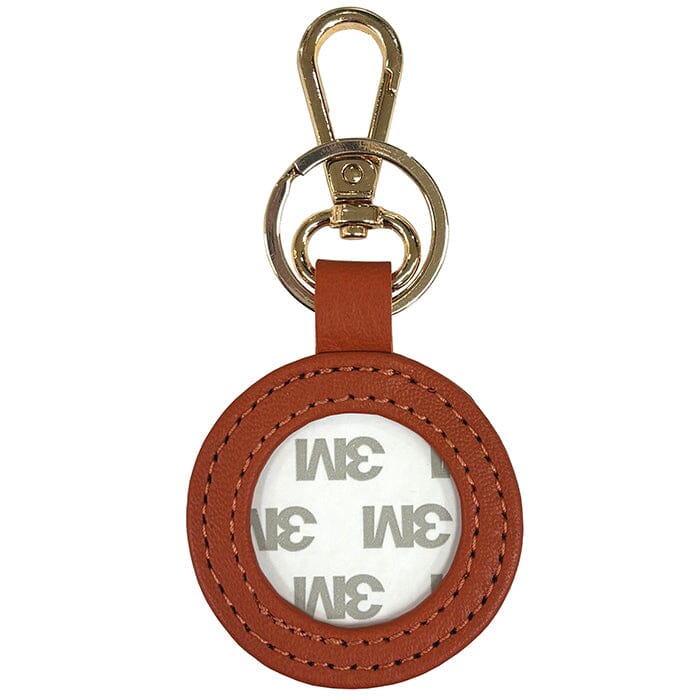 Leather Self-Finishing Round Key Fob - Orange Leather Goods Planet Earth Leather