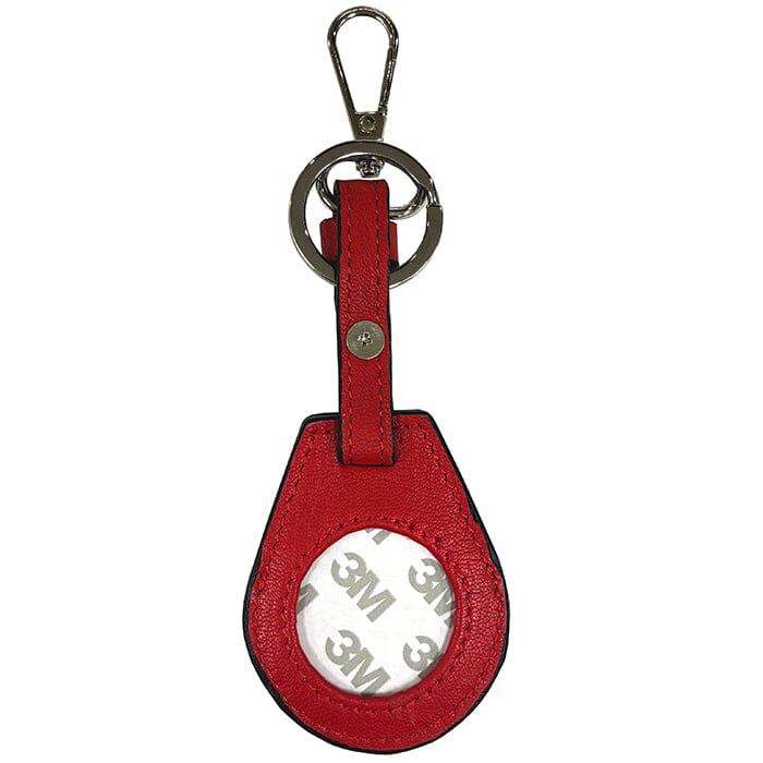Leather Self-Finishing Round Key Fob - Red Leather Goods Planet Earth Leather