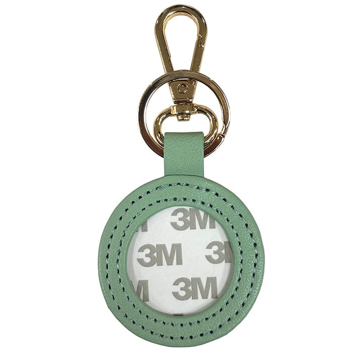 Leather Self-Finishing Round Key Fob - Smokey Green Leather Goods Planet Earth Leather