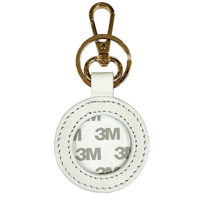 Leather Self Finishing Round Key Fob White Leather Goods Planet Earth Leather - 2