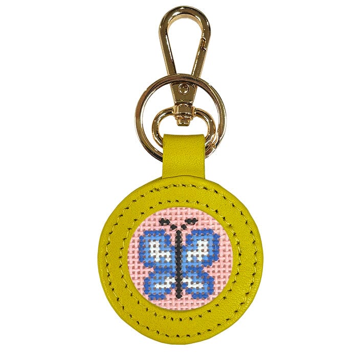 Leather Self-Finishing Round Key Fob - Yellow Leather Goods Planet Earth Leather