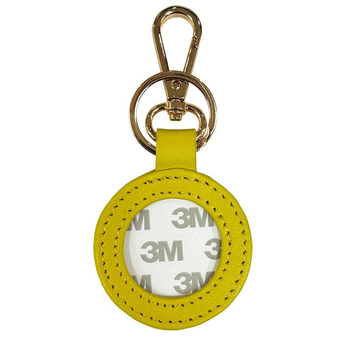 Leather Self-Finishing Round Key Fob - Yellow Leather Goods Planet Earth Leather