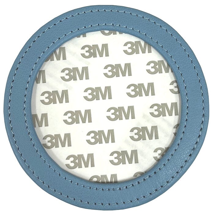 Leather Self-Finishing Round Magnet - Light Blue Leather Goods Planet Earth Leather
