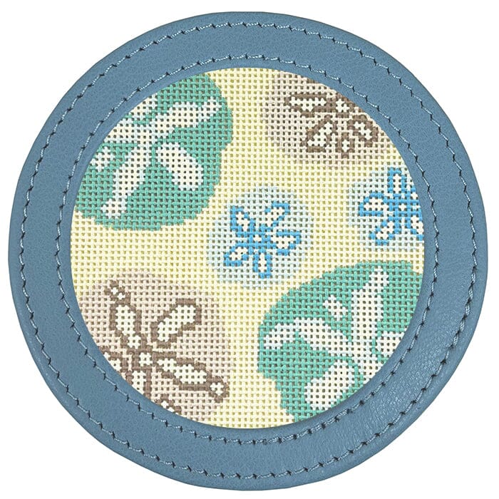 Leather Self-Finishing Round Magnet - Light Blue Leather Goods Planet Earth Leather
