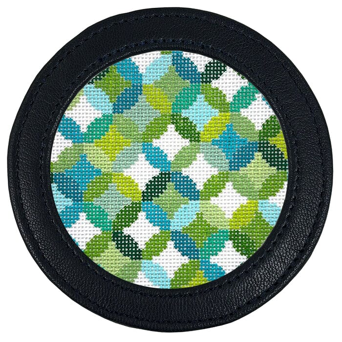 Leather Self-Finishing Round Magnet - Navy Leather Goods Planet Earth Leather