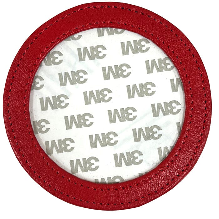 Leather Self-Finishing Round Magnet - Red Leather Goods Planet Earth Leather