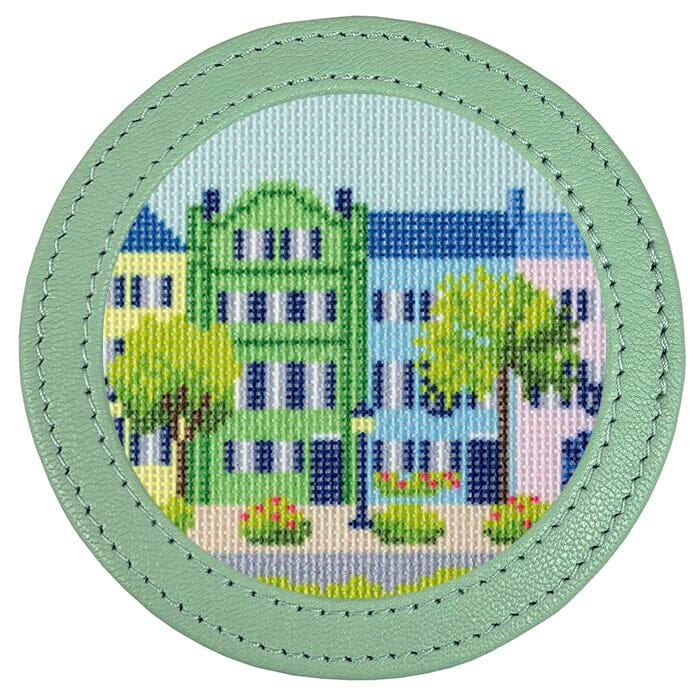 Leather Self-Finishing Round Magnet - Smokey Green Leather Goods Planet Earth Leather