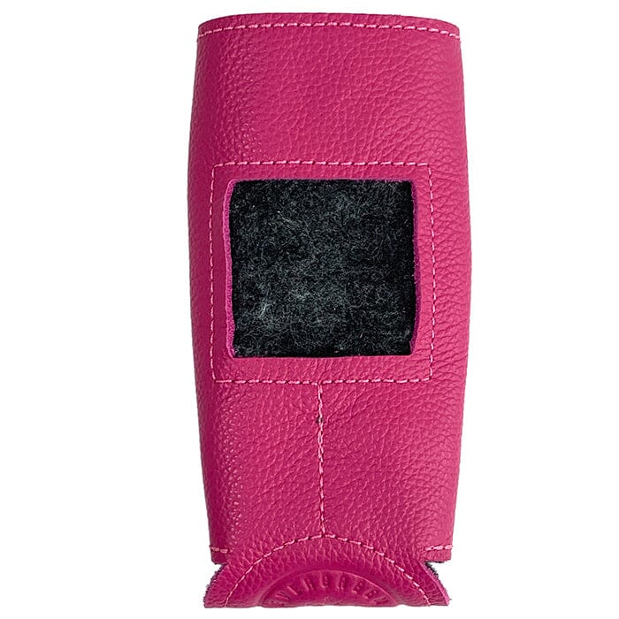 Leather Self-Finishing Slim Can Cozy - Hot Pink Leather Goods Evergreen Needlepoint