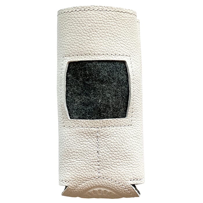 Leather Self-Finishing Slim Can Cozy - White Leather Goods Evergreen Needlepoint 