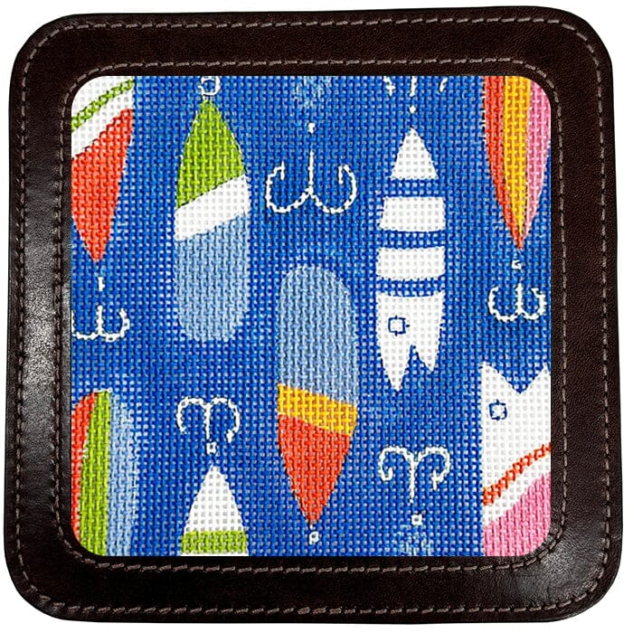 Leather Self-Finishing Square Coaster Leather Goods Clayton and Crume