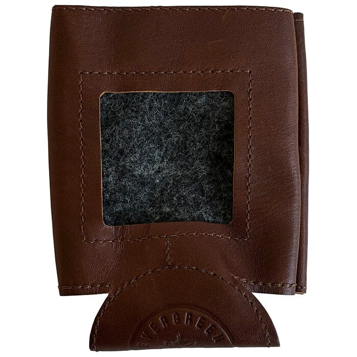 Leather Self Finishing Standard Can Cozy   Espresso (Dark Brown) Leather Goods Evergreen Needlepoint