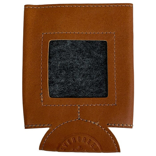 Leather Self-Finishing Standard Can Cozy Leather Goods Evergreen Needlepoint Chestnut (Med Brown) 
