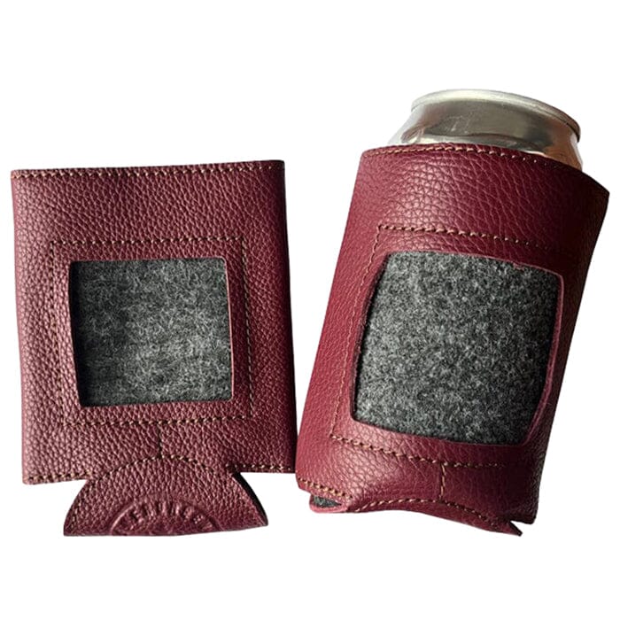 Leather Self Finishing Standard Can Cozy Maroon Leather Goods Evergreen Needlepoint - 1