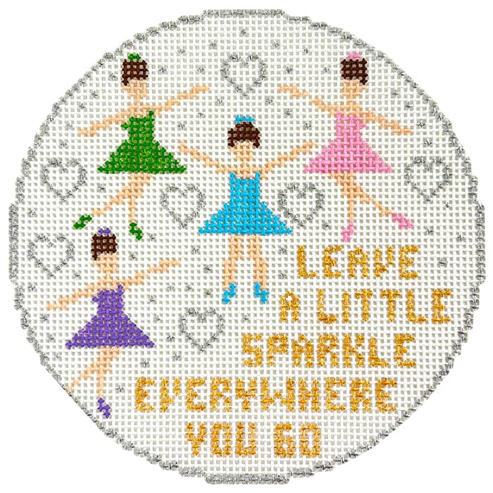 Leave a Litle Sparkle 4.25" Ornament Painted Canvas Doolittle Stitchery