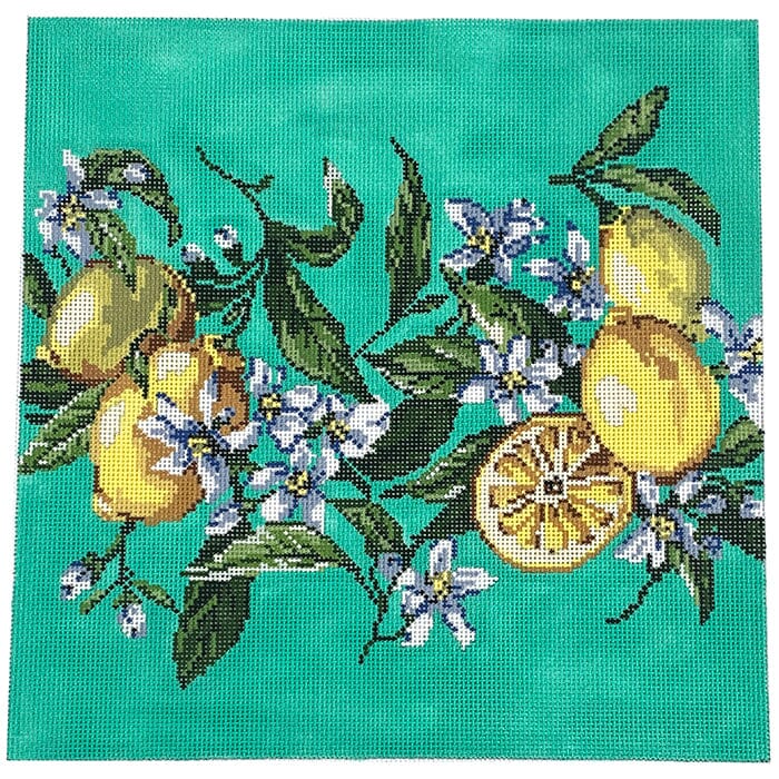 Lemon Square Pillow Painted Canvas The Gingham Stitchery - 1