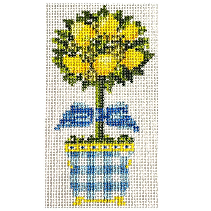 Lemon Topiary Ornament Painted Canvas Wipstitch Needleworks - 1