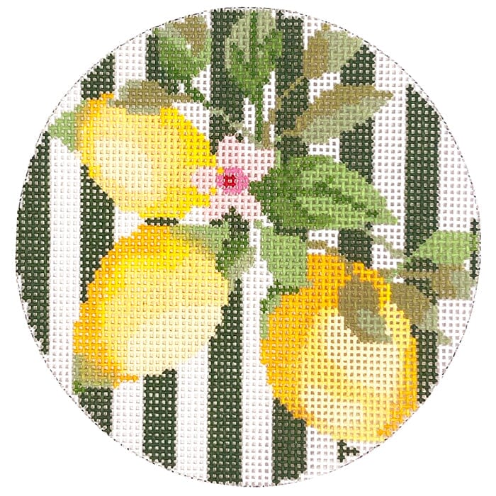Lemons 4" Round Painted Canvas Blueberry Point Canvas - 1