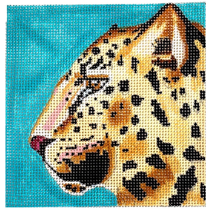 Leopard on Aqua 4" Square Painted Canvas Colors of Praise - 1