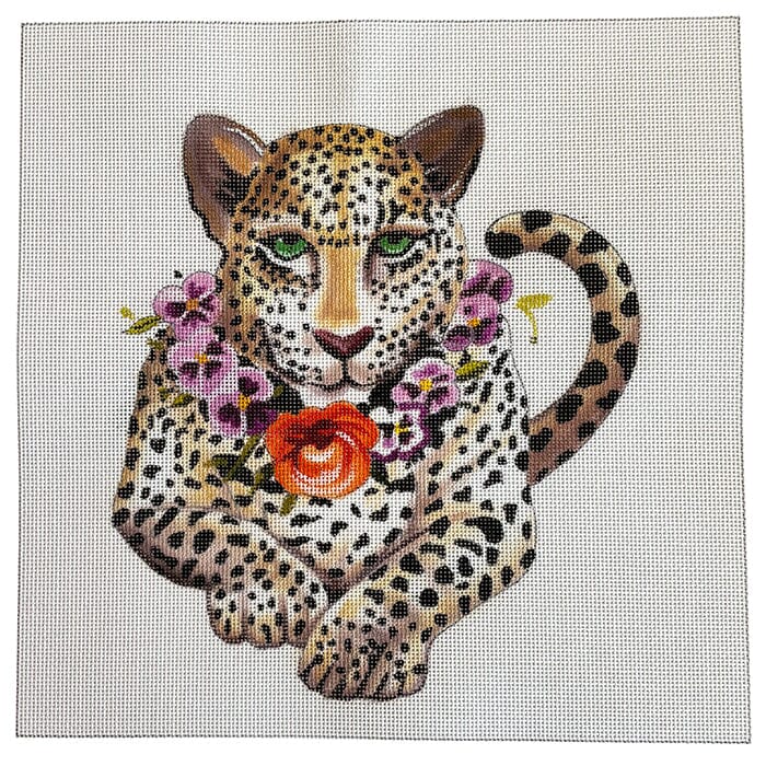 Leopard with Floral Collar Painted Canvas Colors of Praise - 1