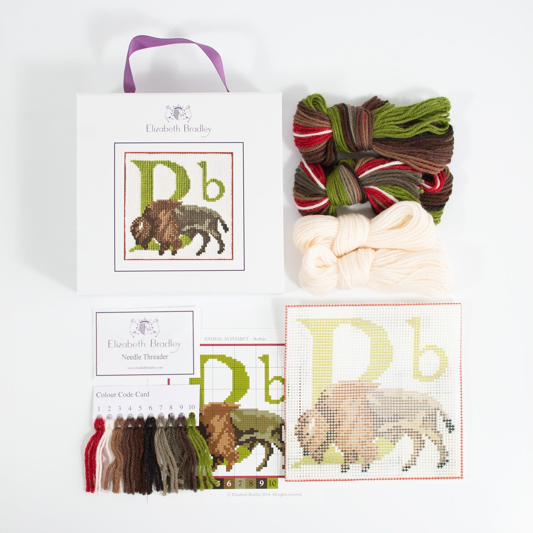 Letter B Buffalo Needlepoint Kit Kits Elizabeth Bradley Design - 1