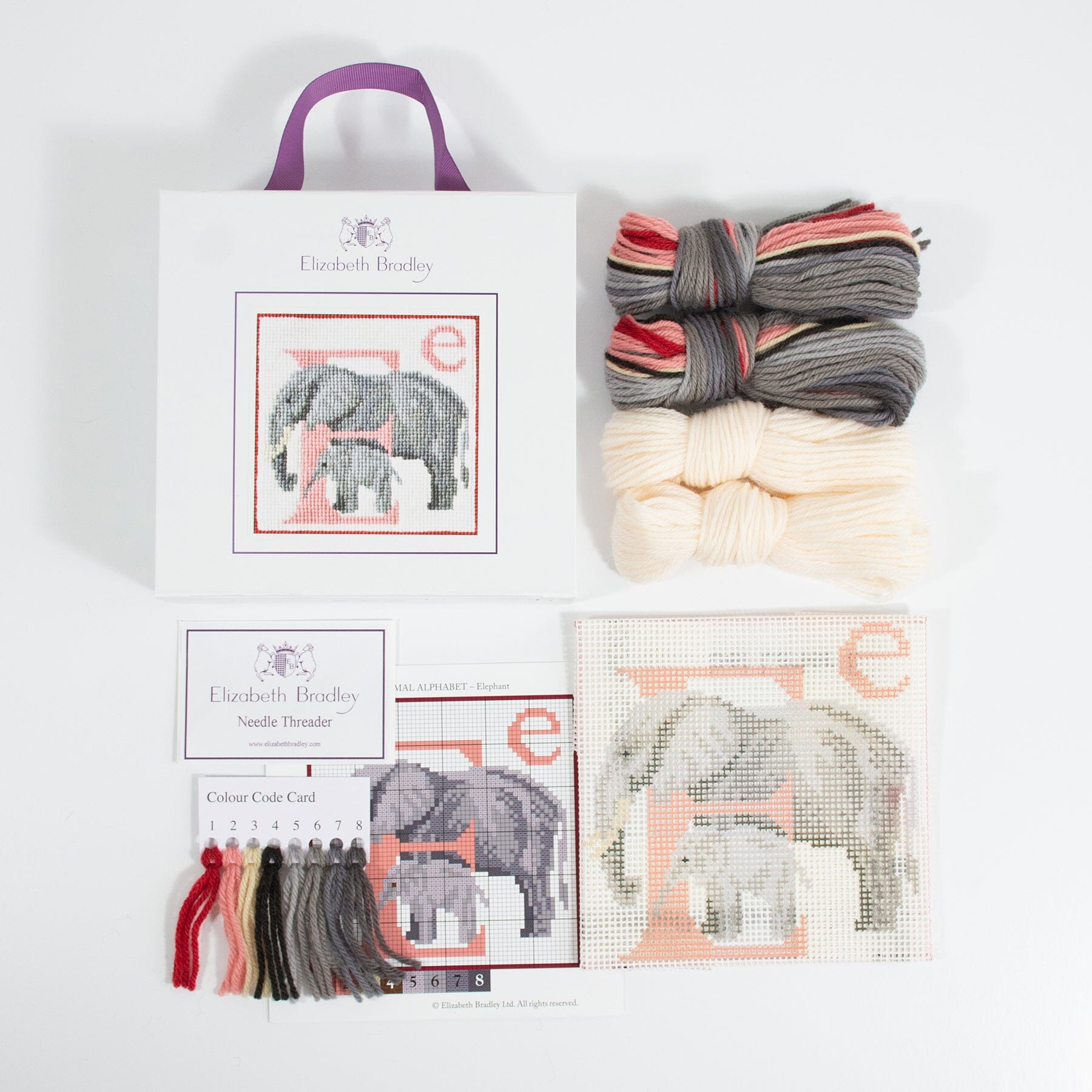 Letter E Elephant Needlepoint Kit Kits Elizabeth Bradley Design - 1