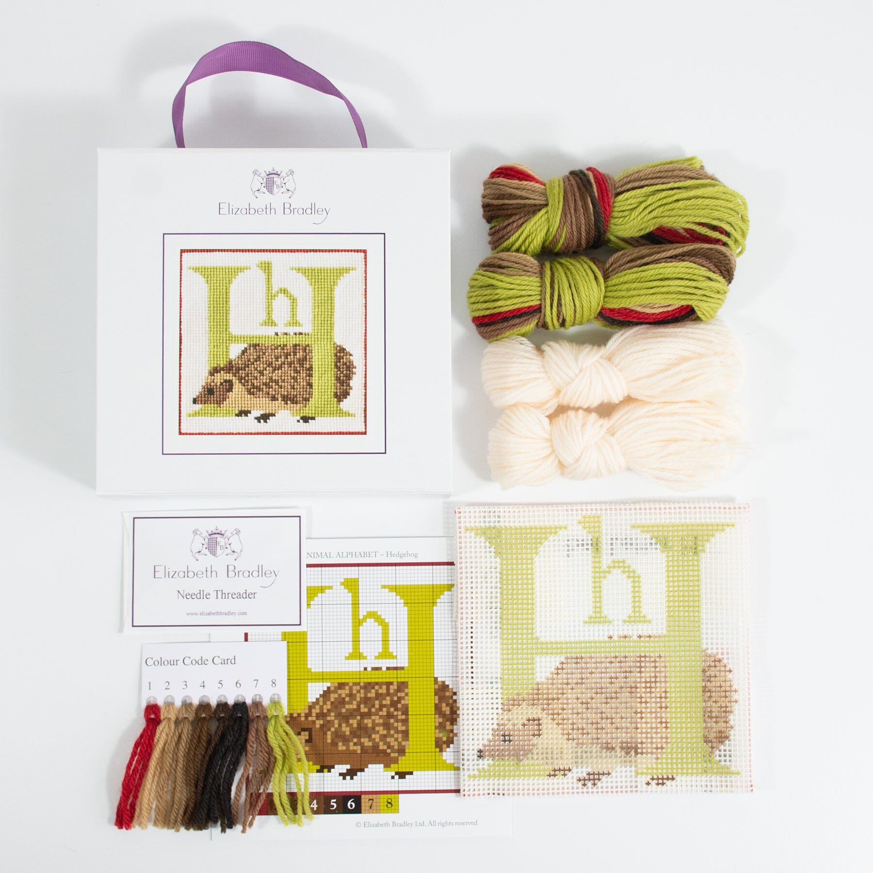 Letter H Hedgehog Needlepoint Kit Kits Elizabeth Bradley Design - 1