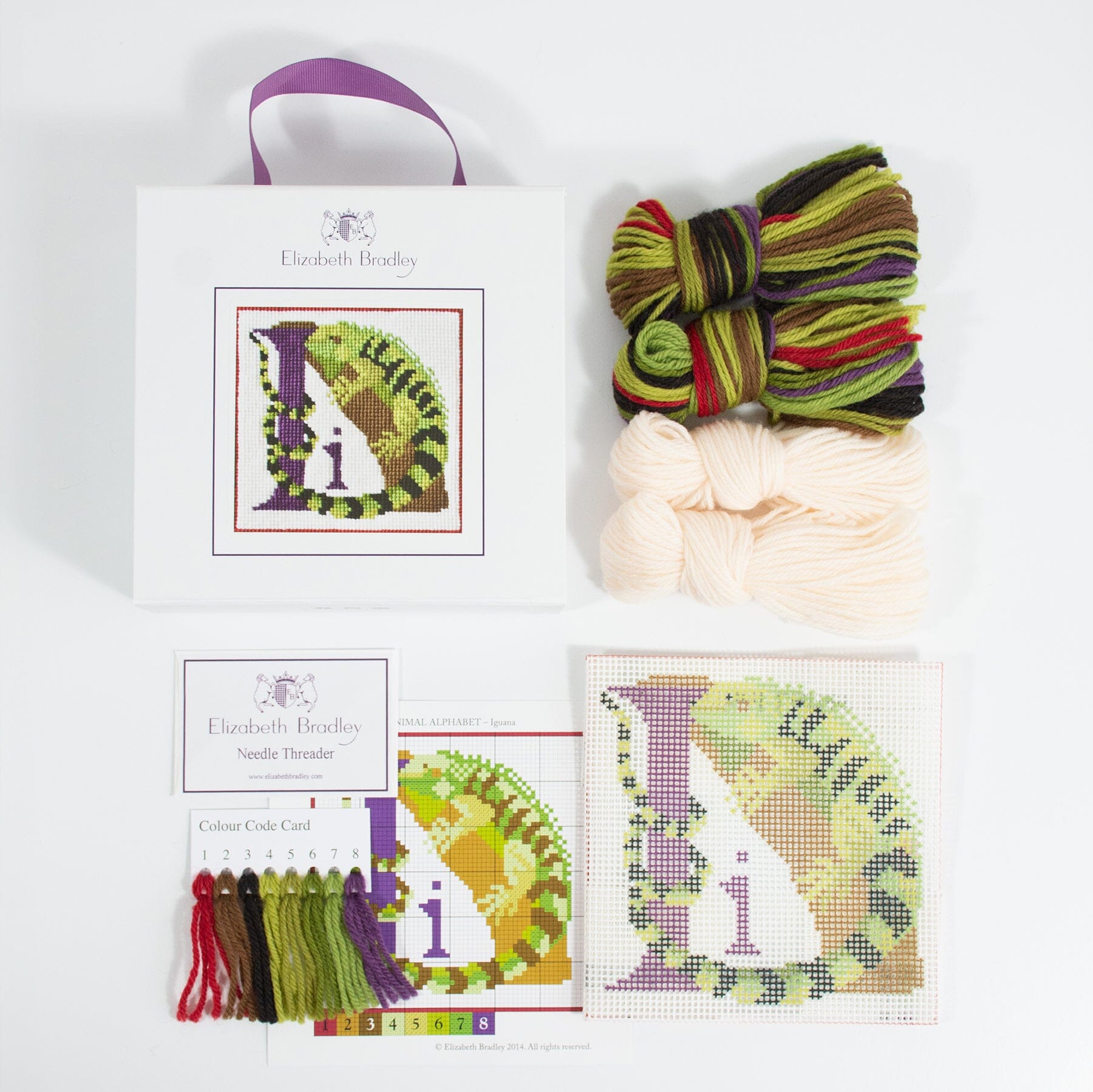 Letter I Iguana Needlepoint Kit Kits Elizabeth Bradley Design - 1