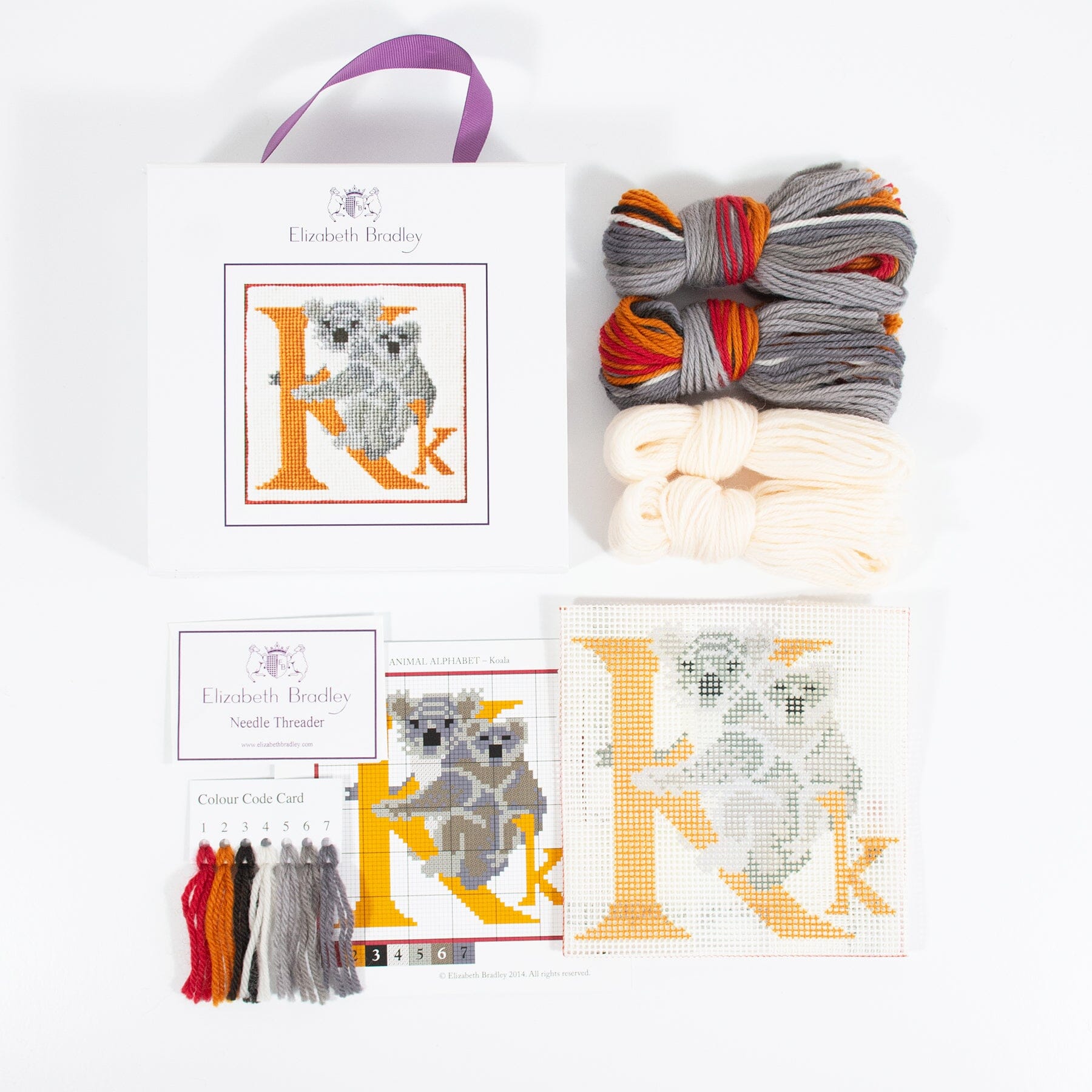 Letter K Koala Needlepoint Kit Kits Elizabeth Bradley Design - 1