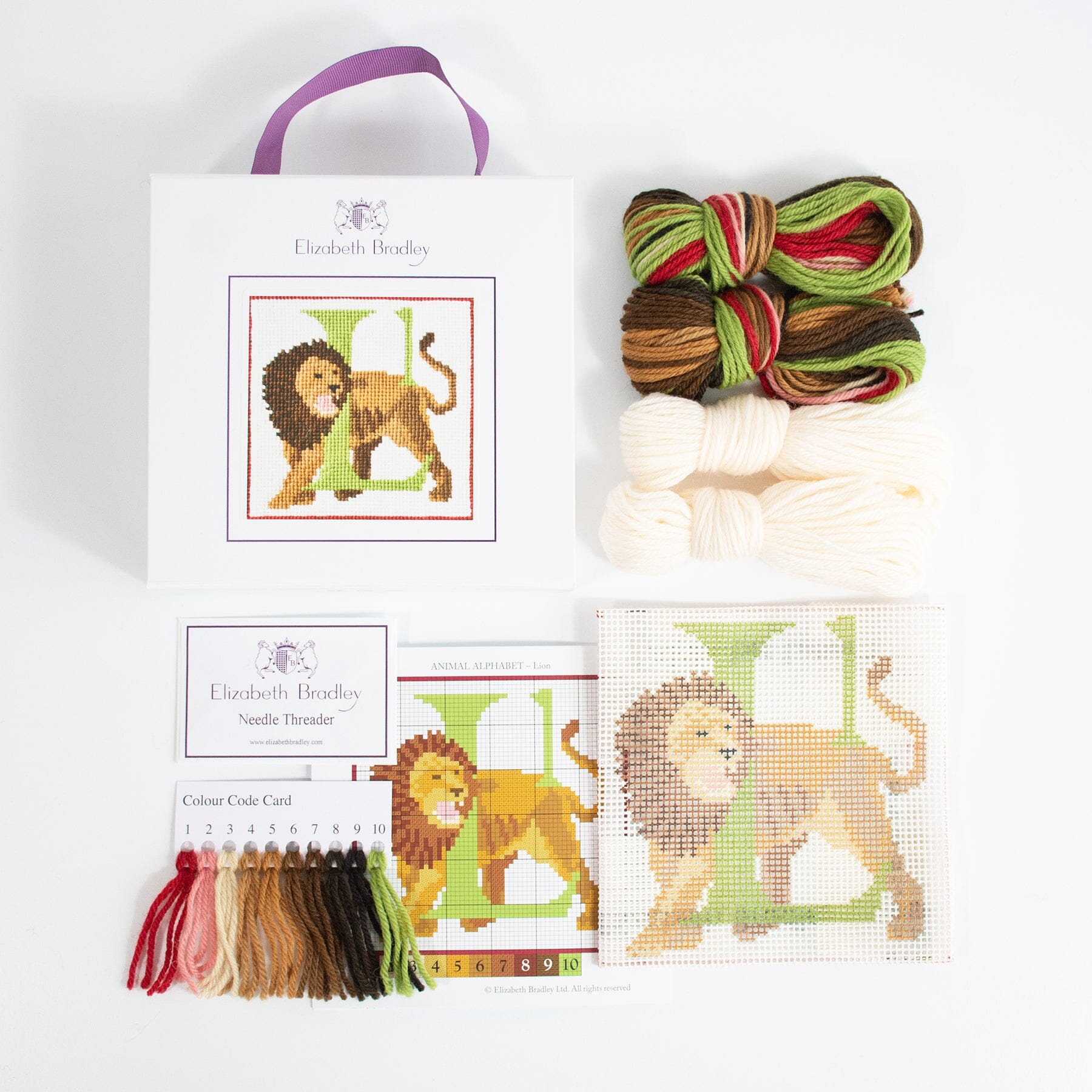 Letter L Lion Needlepoint Kit Kits Elizabeth Bradley Design - 1