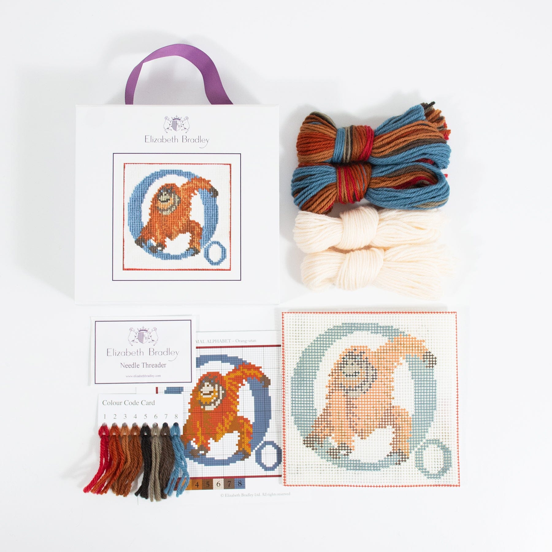 Letter O Orangutan Needlepoint Kit Kits Elizabeth Bradley Design - 1