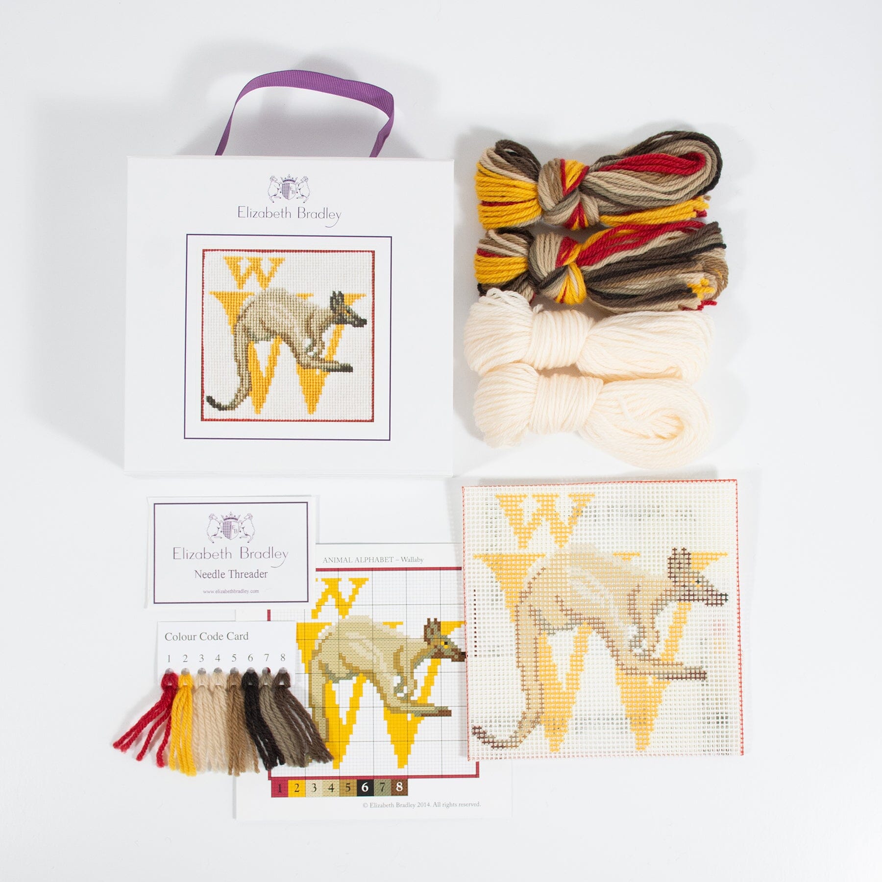Letter W Wallaby Needlepoint Kit Kits Elizabeth Bradley Design - 1