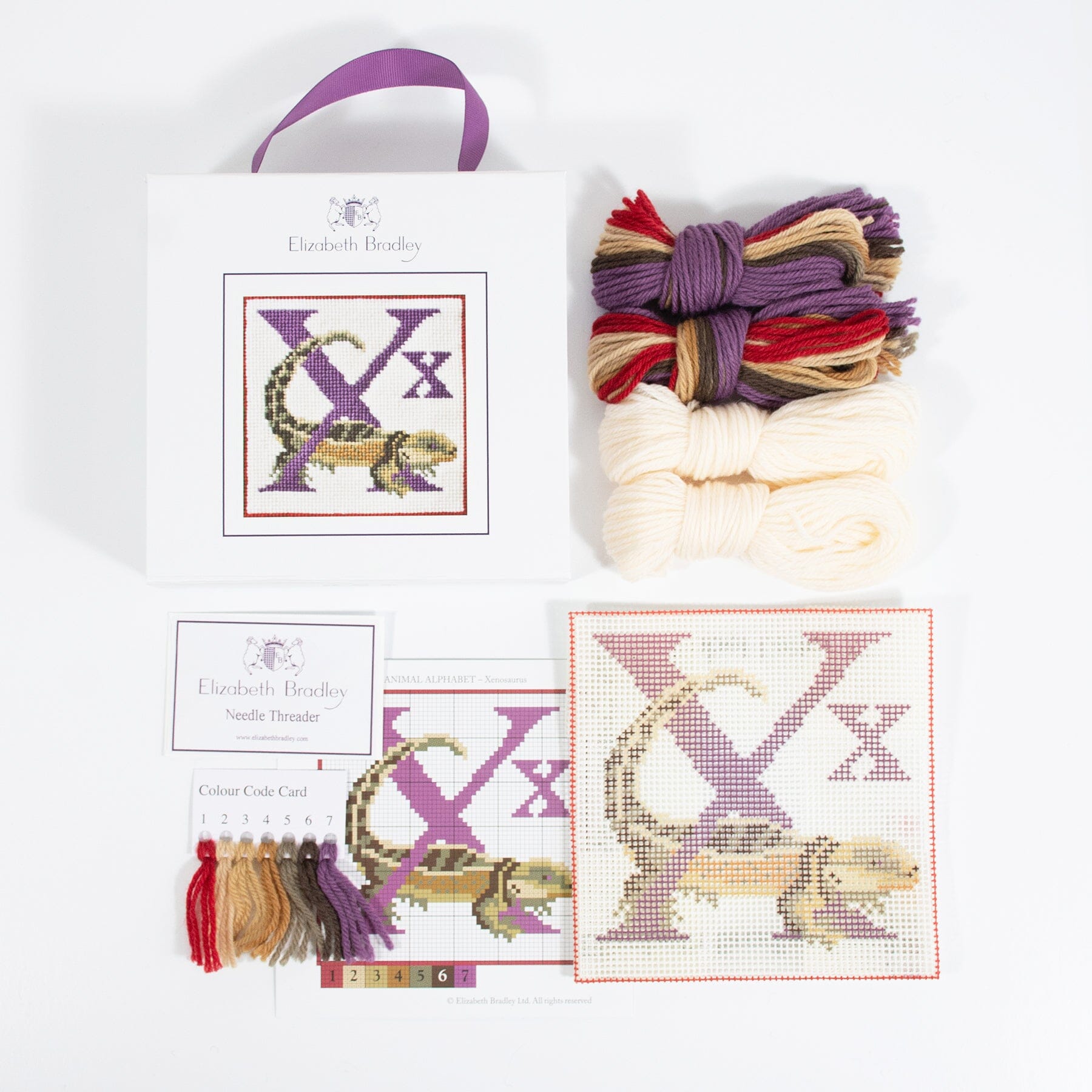 Letter X Xenosaurus Needlepoint Kit Kits Elizabeth Bradley Design - 1