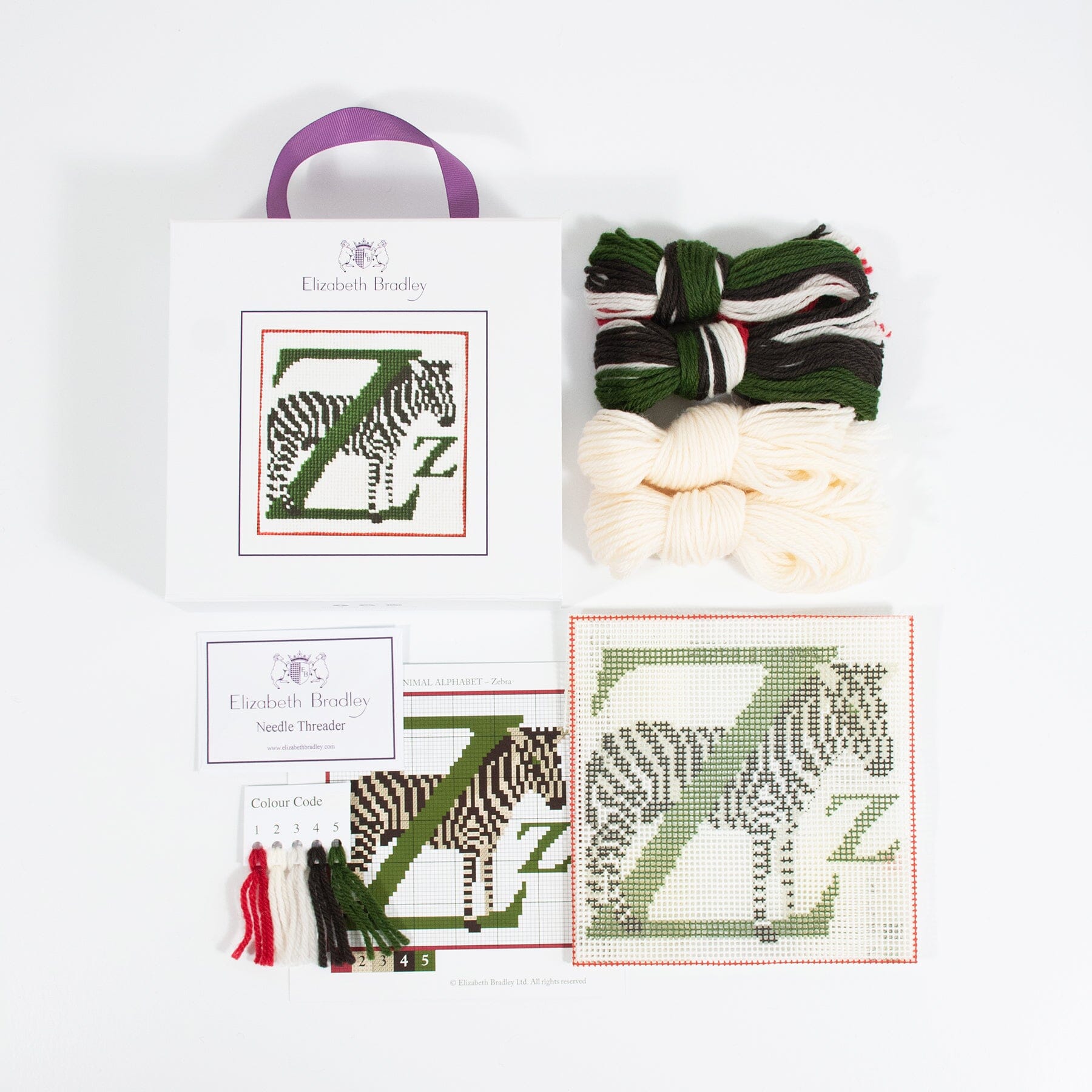 Letter Z Zebra Needlepoint Kit Kits Elizabeth Bradley Design - 1
