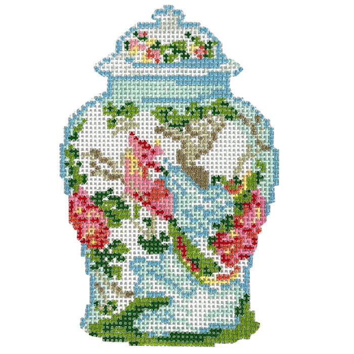 Lidded Ginger Jar with Bird Painted Canvas KCN Designers - 1