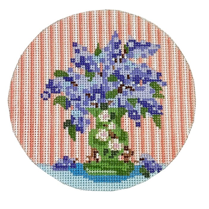 Lilacs in Vase Ornament Painted Canvas The Plum Stitchery - 1
