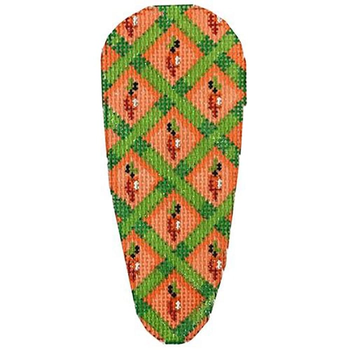 Lime Lattice/Carrots Carrot Printed Canvas Two Sisters Needlepoint - 1