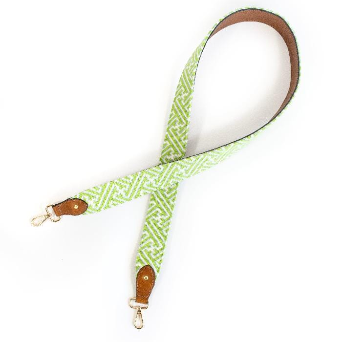 Lime/White Fretwork Crossbody Strap Printed Canvas Two Sisters Needlepoint