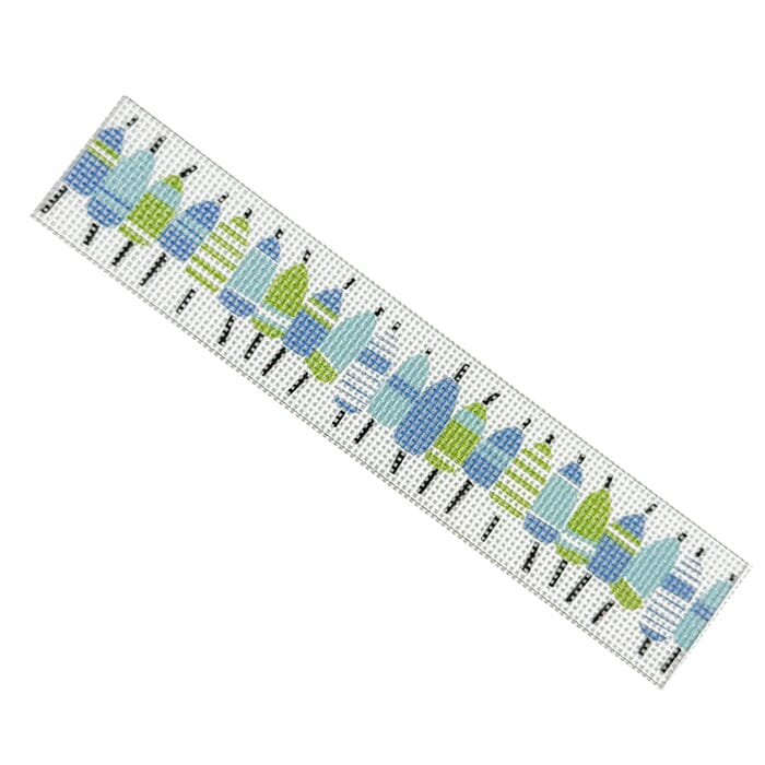Line of Buoys Key Fob Blues Painted Canvas All About Stitching/The Collection Design - 1