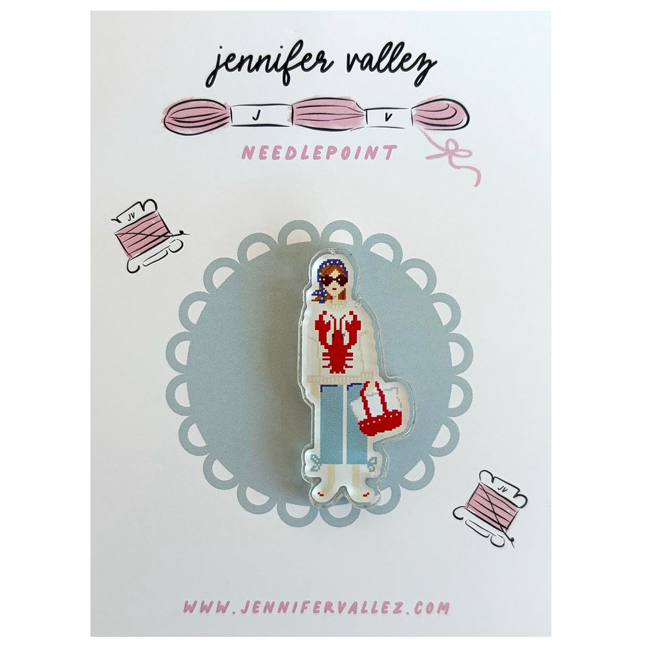 Lobster Girl Acrylic Needle Minder Accessories Jennifer Vallez Needlepoint - 1