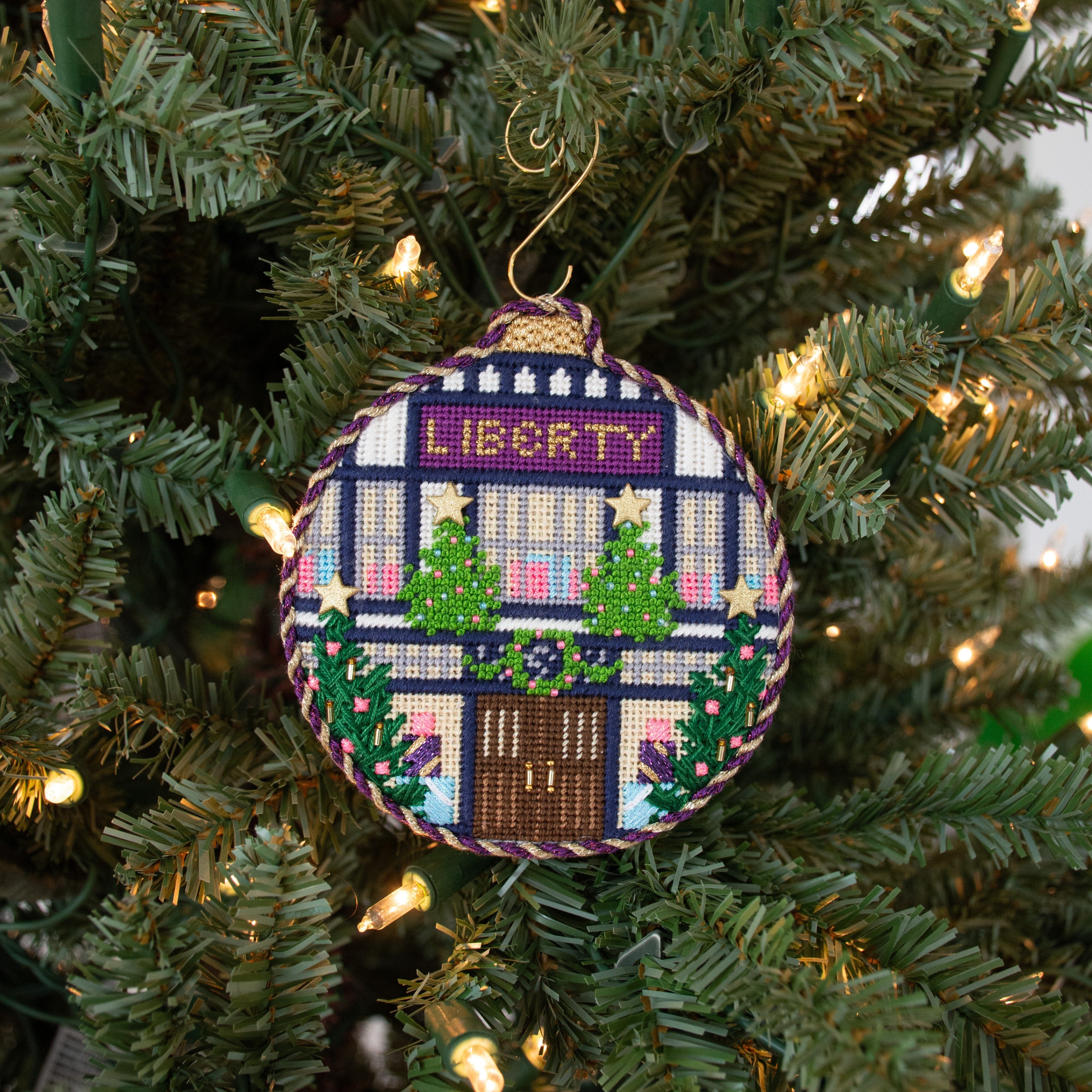 London Store Fronts  Liberty with Stitch Guide Printed Canvas Needlepoint To Go