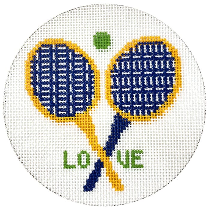 Love Tennis Racquets Painted Canvas Alice & Blue